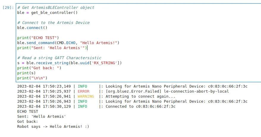 The output from the Echo command